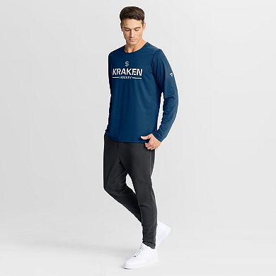 Men's Fanatics Navy Seattle Kraken Authentic Pro Rink Tech Long Sleeve T-Shirt