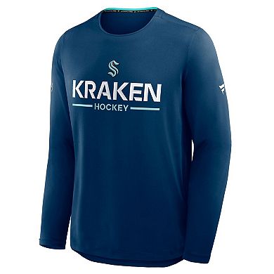 Men's Fanatics Navy Seattle Kraken Authentic Pro Rink Tech Long Sleeve T-Shirt