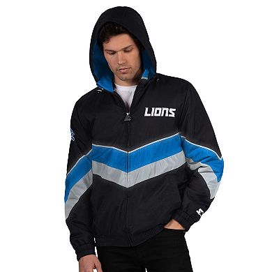 Men's Starter Black/Blue Detroit Lions Thursday Night Gridiron Full-Zip Jacket