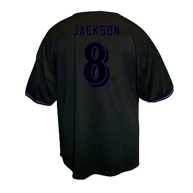 Men's Fanatics Lamar Jackson Black Baltimore Ravens Big & Tall Baseball Button-Up Shirt