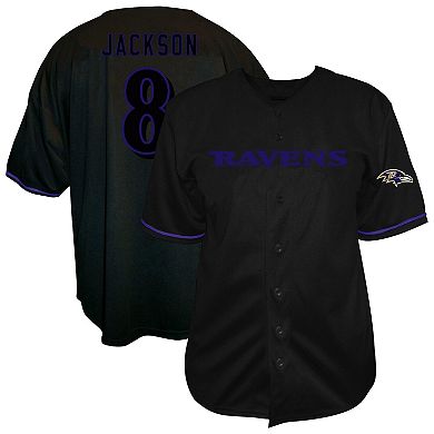 Men's Fanatics Lamar Jackson Black Baltimore Ravens Big & Tall Baseball Button-Up Shirt