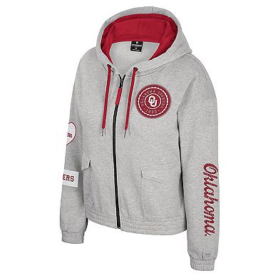 Women's Colosseum Gray Oklahoma Sooners Alfie Full-Zip Hoodie Jacket