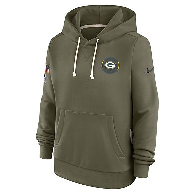 Women's Nike Olive Green Bay Packers 2025 Salute to Service Sideline Standard Issue Dri-FIT Hoodie