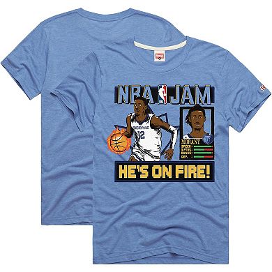 Unisex Homage Ja Morant Light Blue Memphis Grizzlies NBA Jam Tri-Blend T-Shirt