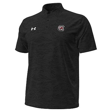 Men's Under Armour Black South Carolina Gamecocks Drive Camo Jacquard Polo