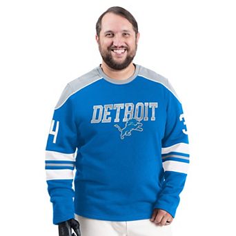 Men's G-III Sports by Carl Banks Blue Detroit Lions Adaptive Lord Stanley Crewneck Sweatshirt