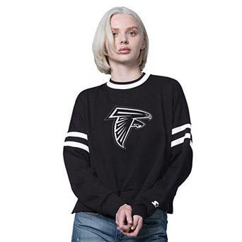 Women's Starter Black Atlanta Falcons Rally Drop Shoulder Cropped Sweatshirt