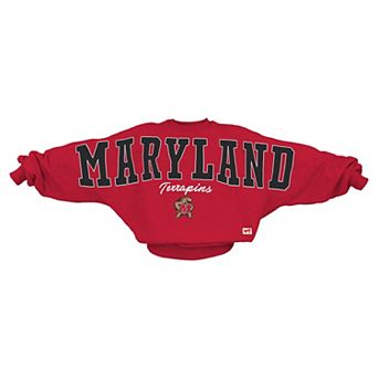 Women's Pressbox Red Maryland Terrapins Flannigan Oversized Dolman Pullover Sweatshirt
