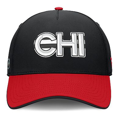 Men's Fanatics Black/Red Chicago Blackhawks Authentic Pro Rink Team Code Flex Hat