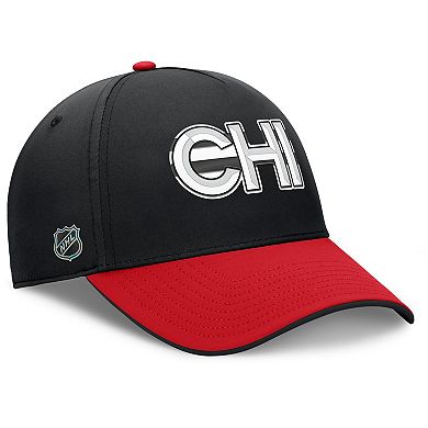 Men's Fanatics Black/Red Chicago Blackhawks Authentic Pro Rink Team Code Flex Hat
