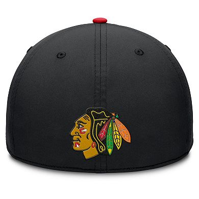 Men's Fanatics Black/Red Chicago Blackhawks Authentic Pro Rink Team Code Flex Hat