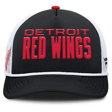 Men's Fanatics Black/White Detroit Red Wings Authentic Pro Rink A-Frame Adjustable Hat