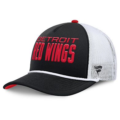 Men's Fanatics Black/White Detroit Red Wings Authentic Pro Rink A-Frame Adjustable Hat