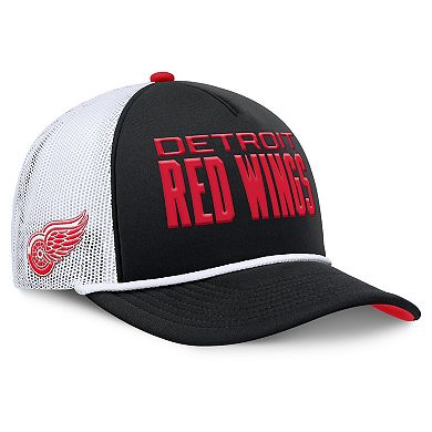 Men's Fanatics Black/White Detroit Red Wings Authentic Pro Rink A-Frame Adjustable Hat