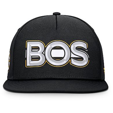 Men's Fanatics Black Boston Bruins Authentic Pro Rink Team Code Snapback Hat