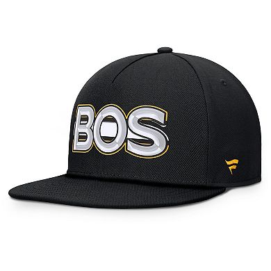 Men's Fanatics Black Boston Bruins Authentic Pro Rink Team Code Snapback Hat