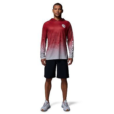 Men's Columbia Crimson Oklahoma Sooners PFG Gradient Water Super Terminal Tackle Hoodie Omni-Wick T-Shirt