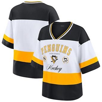 Women's WEAR by Erin Andrews Black/White Pittsburgh Penguins Jersey Style Tee