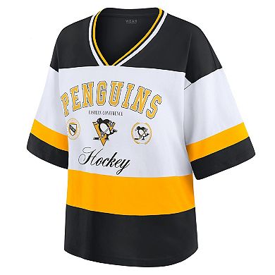 Women's WEAR by Erin Andrews Black/White Pittsburgh Penguins Jersey Style Tee