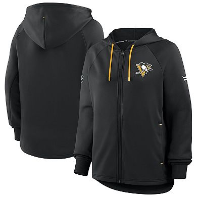 Women's Fanatics Black Pittsburgh Penguins Authentic Pro Rink Raglan Full-Zip Hoodie