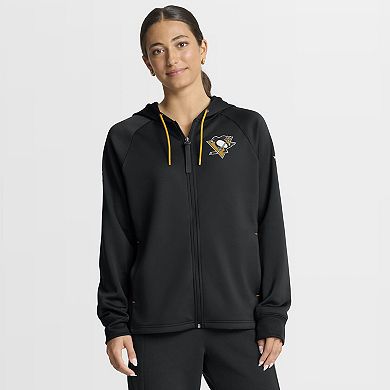Women's Fanatics Black Pittsburgh Penguins Authentic Pro Rink Raglan Full-Zip Hoodie