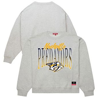 Women's Mitchell & Ness Heather Gray Nashville Predators Hockey Night Sweatshirt