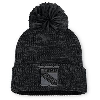 Women's Fanatics Black New York Rangers Authentic Pro Road Cuffed Knit Hat with Pom
