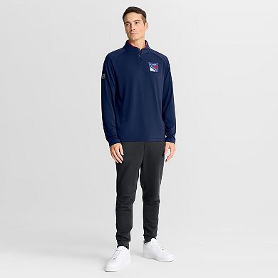 Men's Fanatics Navy New York Rangers Authentic Pro Rink Training Quarter-Zip Pullover