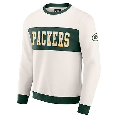Men's Darius Rucker Collection by Fanatics Cream Green Bay Packers Colorblock Pullover Sweatshirt