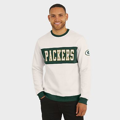 Men's Darius Rucker Collection by Fanatics Cream Green Bay Packers Colorblock Pullover Sweatshirt