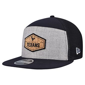 Men's New Era Gray/Navy Houston Texans Cork Split Panel 9FIFTY Trucker Snapback Hat