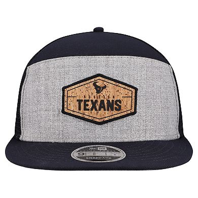 Men's New Era Gray/Navy Houston Texans Cork Split Panel 9FIFTY Trucker Snapback Hat