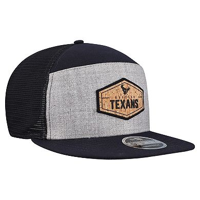 Men's New Era Gray/Navy Houston Texans Cork Split Panel 9FIFTY Trucker Snapback Hat