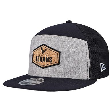Men's New Era Gray/Navy Houston Texans Cork Split Panel 9FIFTY Trucker Snapback Hat