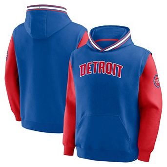 Men's Fanatics Blue/Red Detroit Pistons Half Court Shot Clock Fastbreak Hoodie