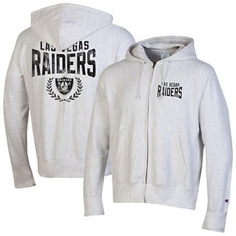 Men's Champion Heather Gray Las Vegas Raiders Reverse Weave Full-Zip Hoodie
