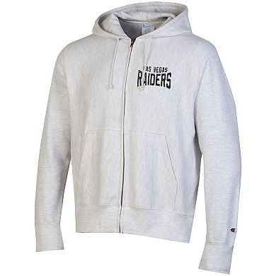 Men's Champion Heather Gray Las Vegas Raiders Reverse Weave Full-Zip Hoodie