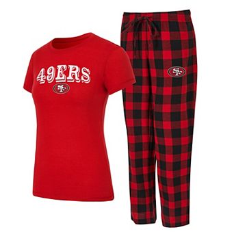 Women's Concepts Sport Red/Black San Francisco 49ers Plus Avondale T-Shirt & Pants Flannel PJ Set