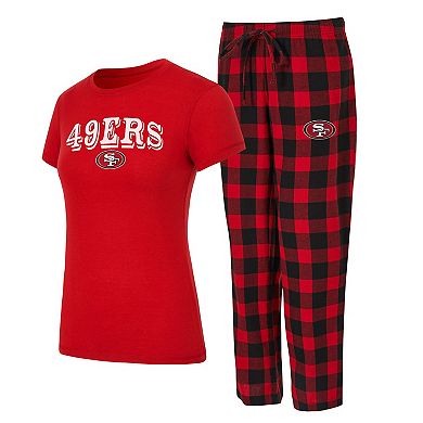 Women's Concepts Sport Red/Black San Francisco 49ers Plus Avondale T-Shirt & Pants Flannel PJ Set