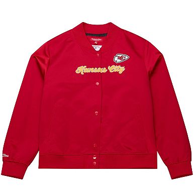 Women's Mitchell & Ness Red Kansas City Chiefs Full-Snap Satin Jacket
