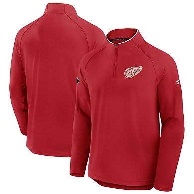 Men's Fanatics Red Detroit Red Wings Authentic Pro Rink Training Centennial Raglan Quarter-Zip Pullover