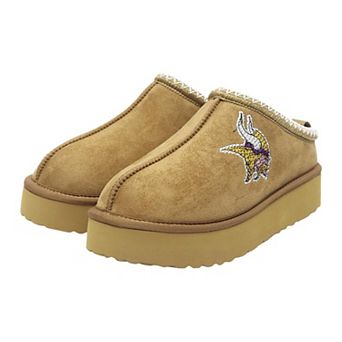 Women's Cuce Tan Minnesota Vikings Chestnut Slip On Boots with Crystal Logo