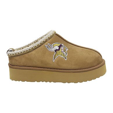 Women's Cuce Tan Minnesota Vikings Chestnut Slip On Boots with Crystal Logo