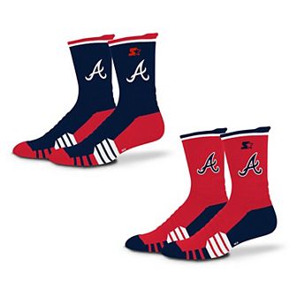 Unisex Starter Navy/Red Atlanta Braves Breakaway Crew Sock 2 Pack