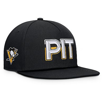 Men's Fanatics Black Pittsburgh Penguins Authentic Pro Rink Team Code Snapback Hat