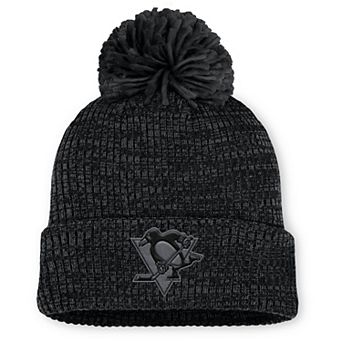 Women's Fanatics Black Pittsburgh Penguins Authentic Pro Road Cuffed Knit Hat with Pom