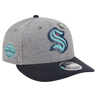 Men's New Era Gray/Deep Sea Blue Seattle Kraken Wool Pin Low Profile 9FIFTY Snapback Hat