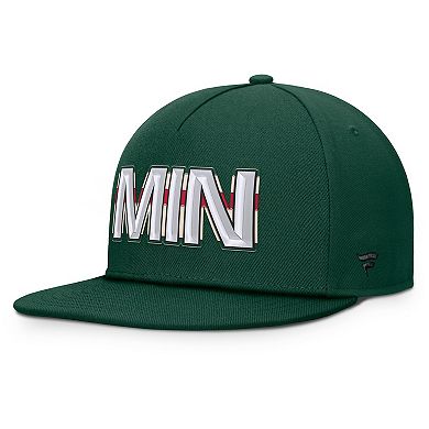 Men's Fanatics Green Minnesota Wild Authentic Pro Rink Team Code Snapback Hat