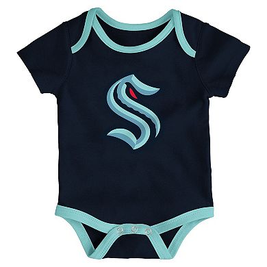 Infant & Newborn Outerstuff Seattle Kraken Triple Header Three-Piece Bodysuit Set