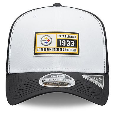 Men's New Era White/Black Pittsburgh Steelers Established Patch 9SEVENTY Adjustable Hat